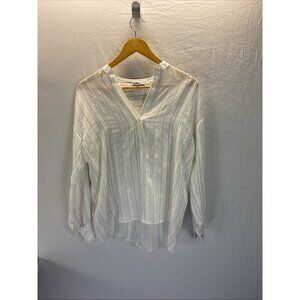 Vince‎ XXS Striped silk long sleeve popover blouse top semi lightweight career
